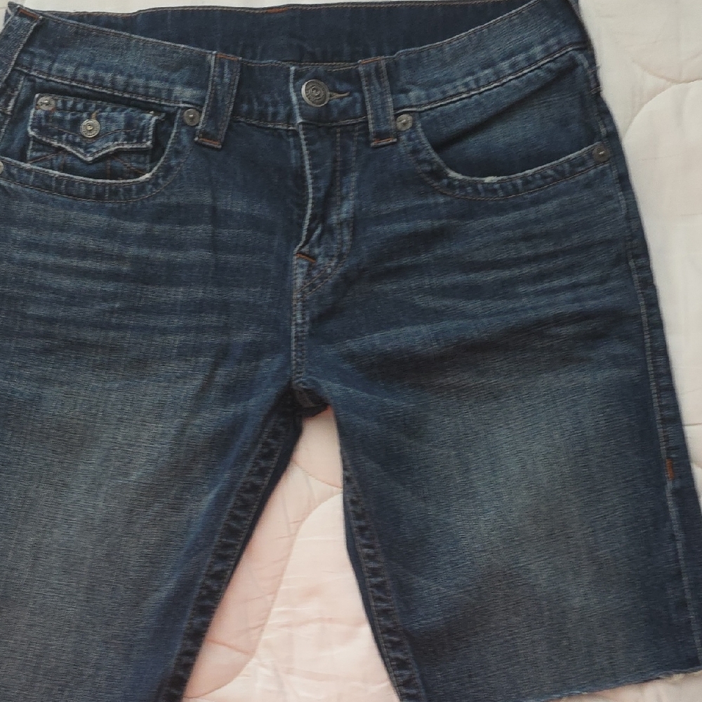 True Religion Brown Leather Patch Denim
